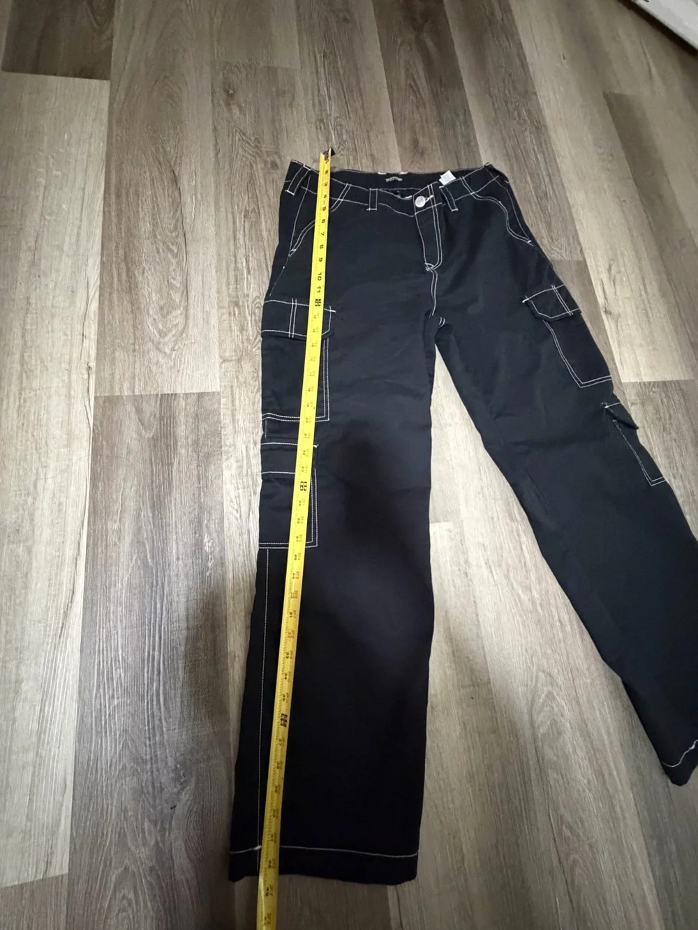 True Religion Black Cargo Pants with White Contrast Stitching